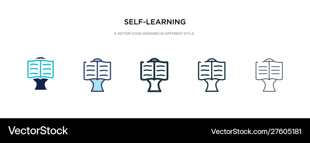Self-learning icon in different style two Vector Image