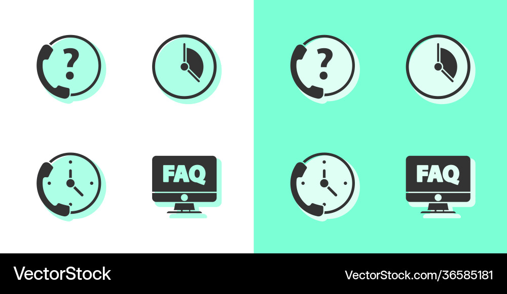 Set computer monitor and faq telephone 24 hours Set computer monitor and faq telephone 24 hours vector image
