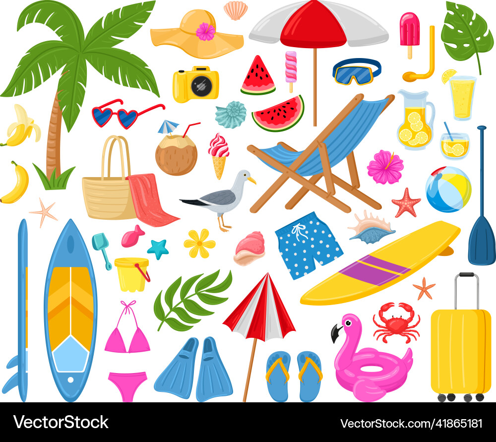 Summer Beach Elements Vector Image