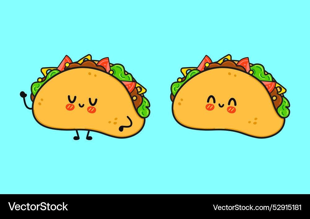 Taco character hand drawn cartoon kawaii Taco character hand drawn cartoon kawaii vector image