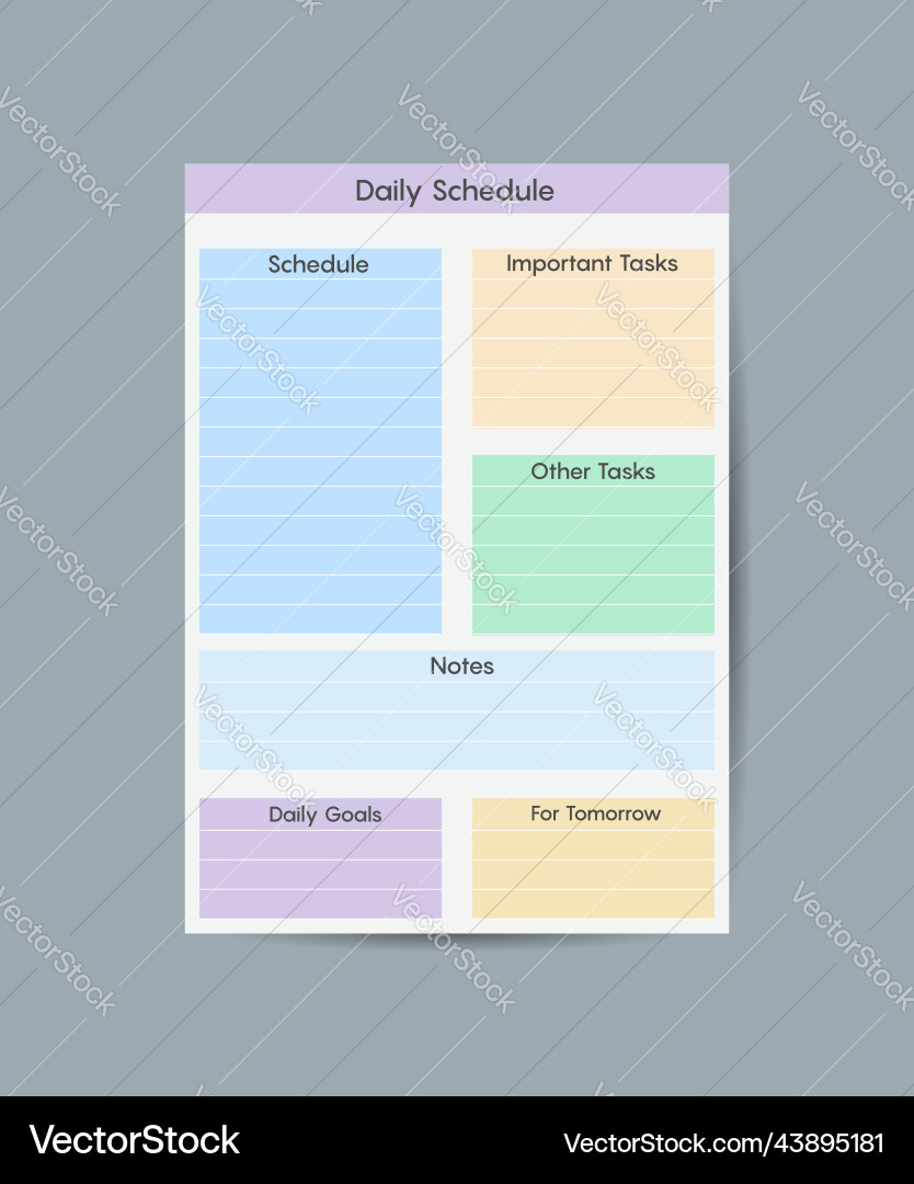 Template for a diary notepad organizer Template for a diary notepad organizer vector image