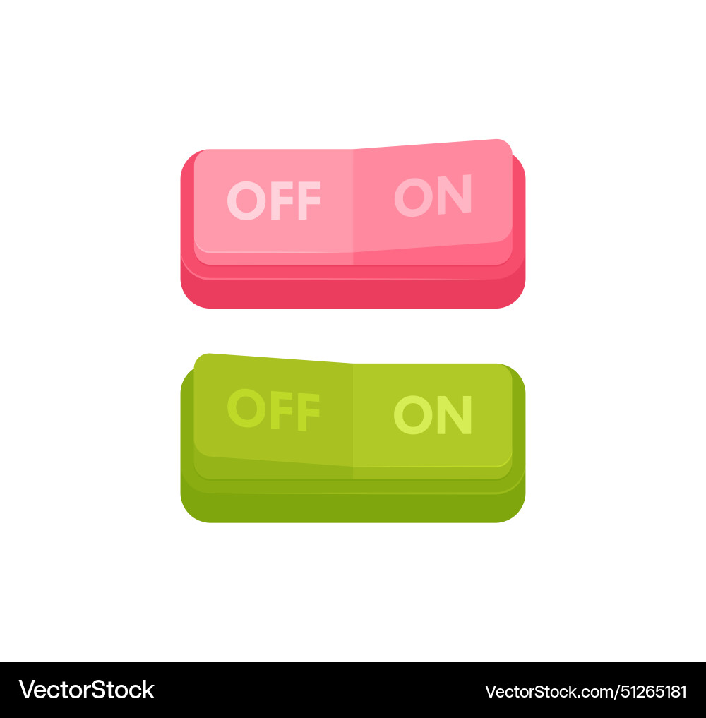 Turn on or off button set realistic toggle switch Vector Image