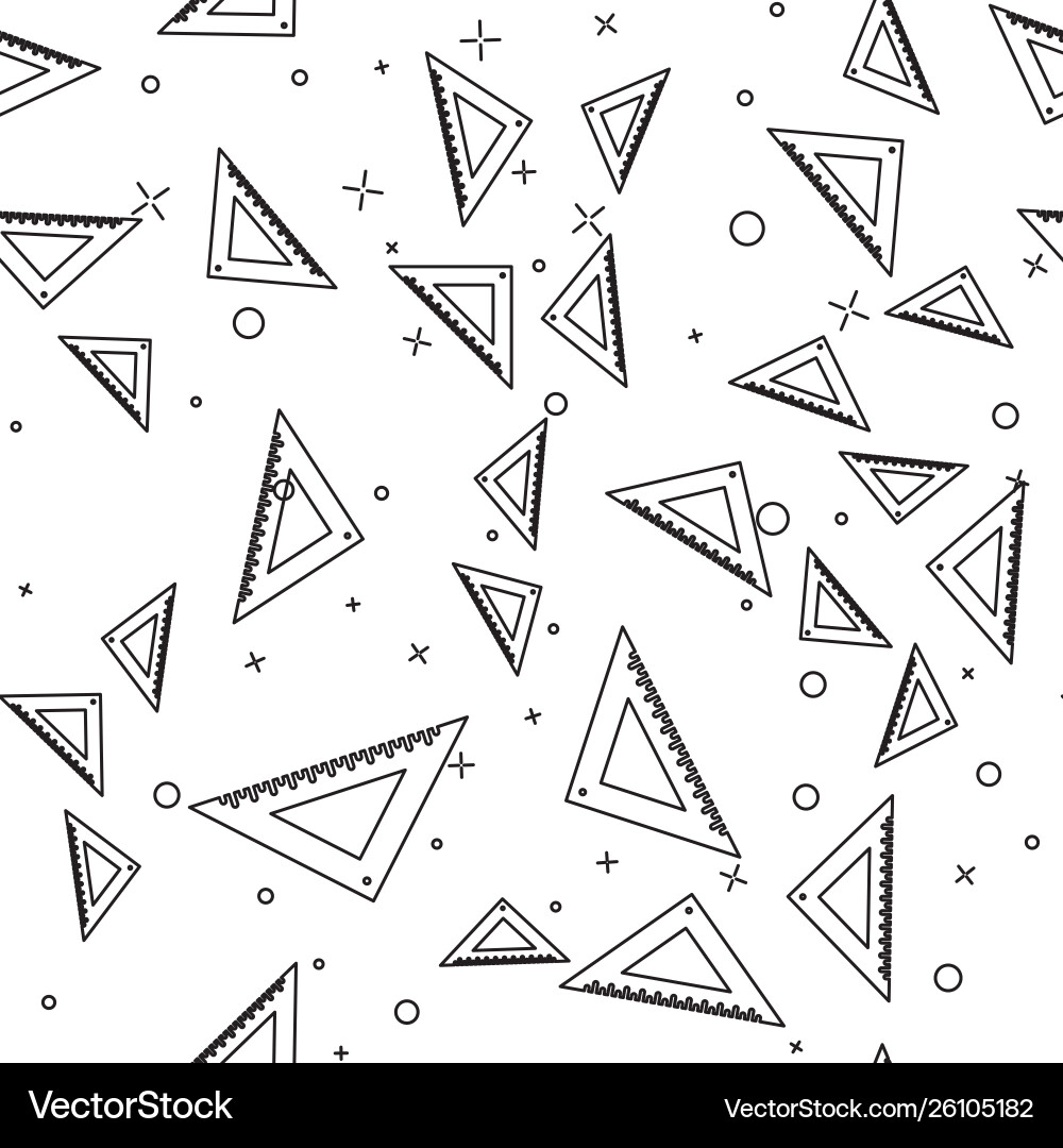 Black line triangular ruler icon isolated vector image
