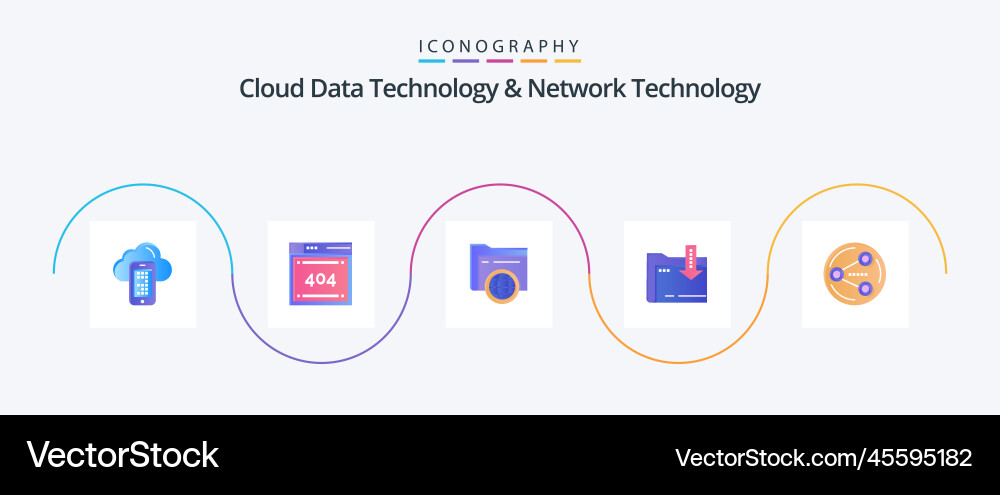 Cloud data technology and network flat Vector Image