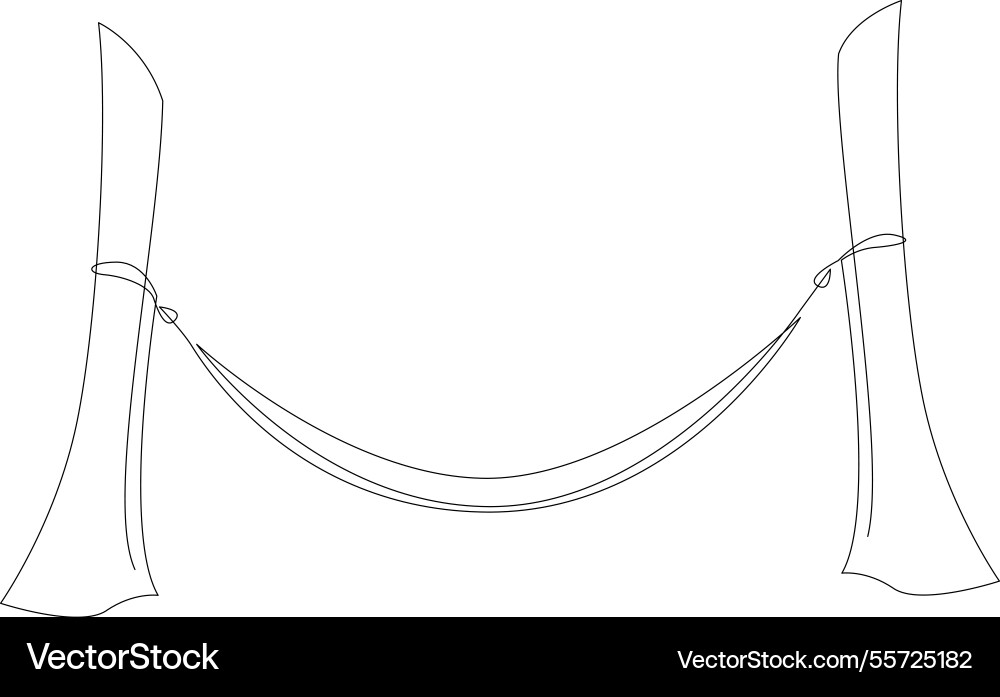Hammock hung on trees continuous one line drawing Hammock hung on trees continuous one line drawing Vector Image
