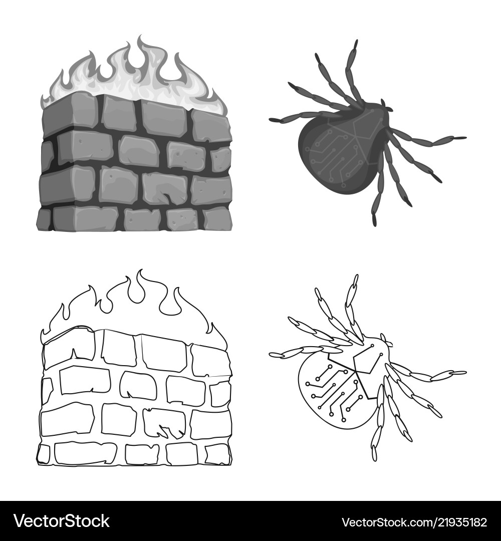 Isolated object of virus and secure logo vector image