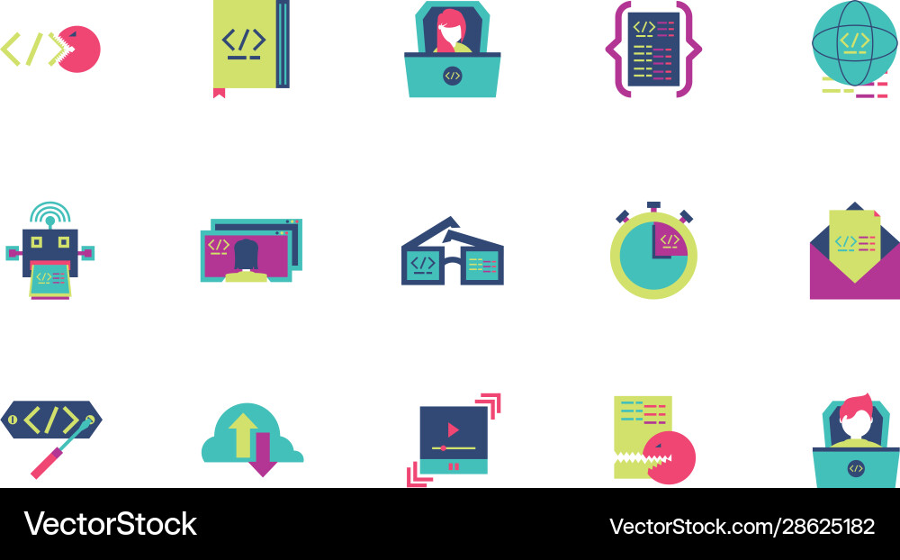 Isolated website code icon set design Isolated website code icon set design Vector Image