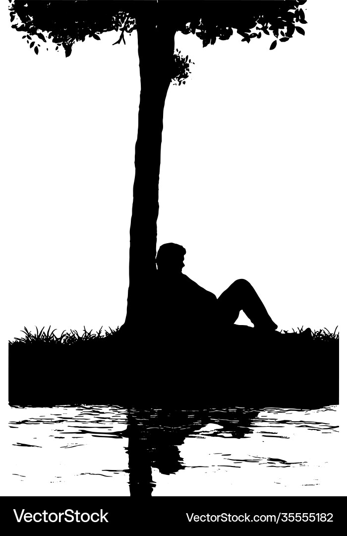 Man Relaxing Under a Tree vector image