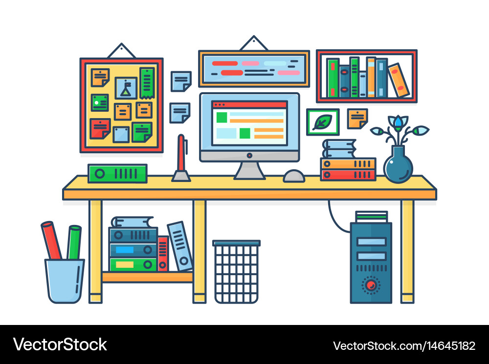Office Computer Setup vector image