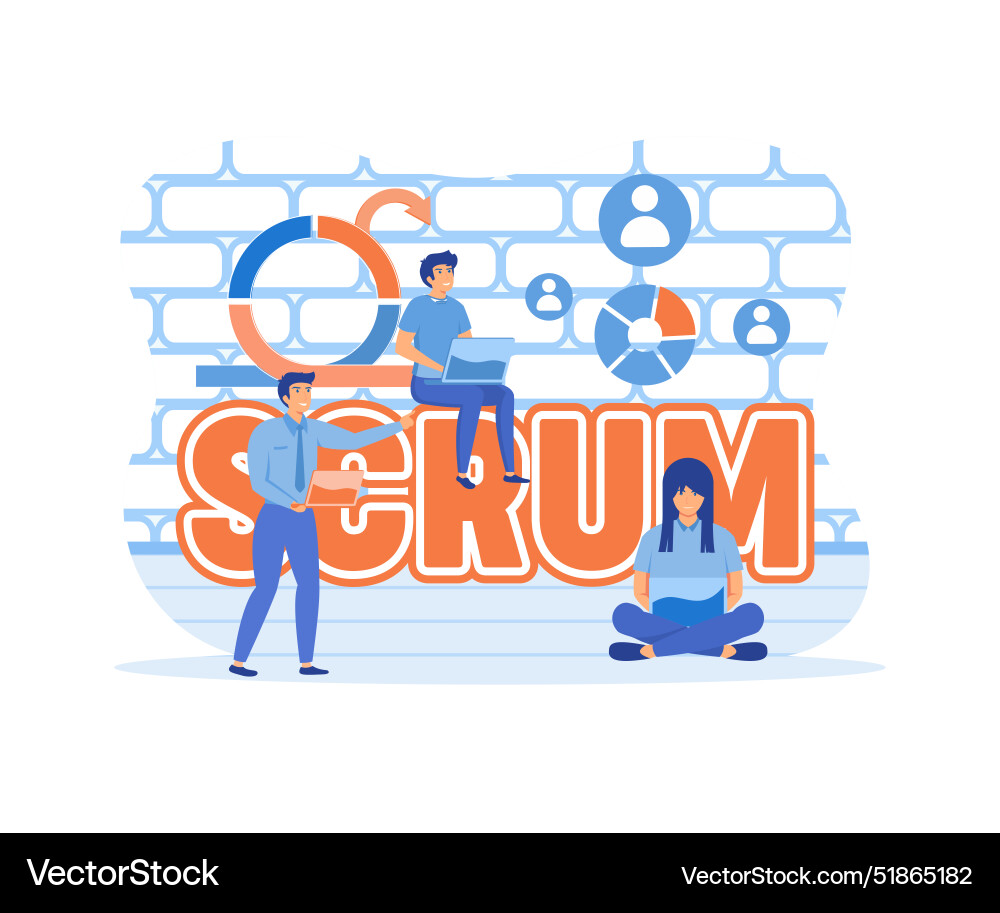 Scrum framework concept with keywords letters vector image