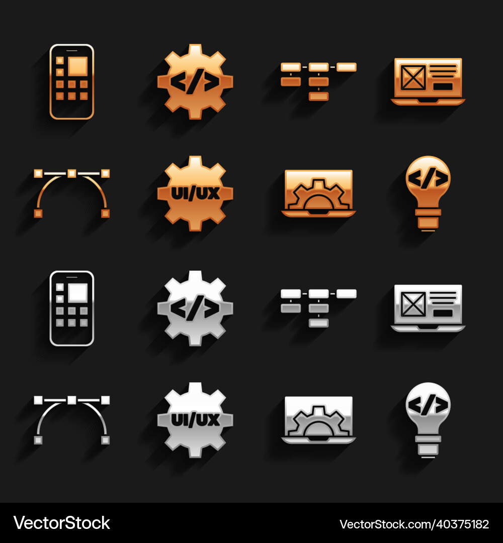 Set ui or ux design front end development web Vector Image