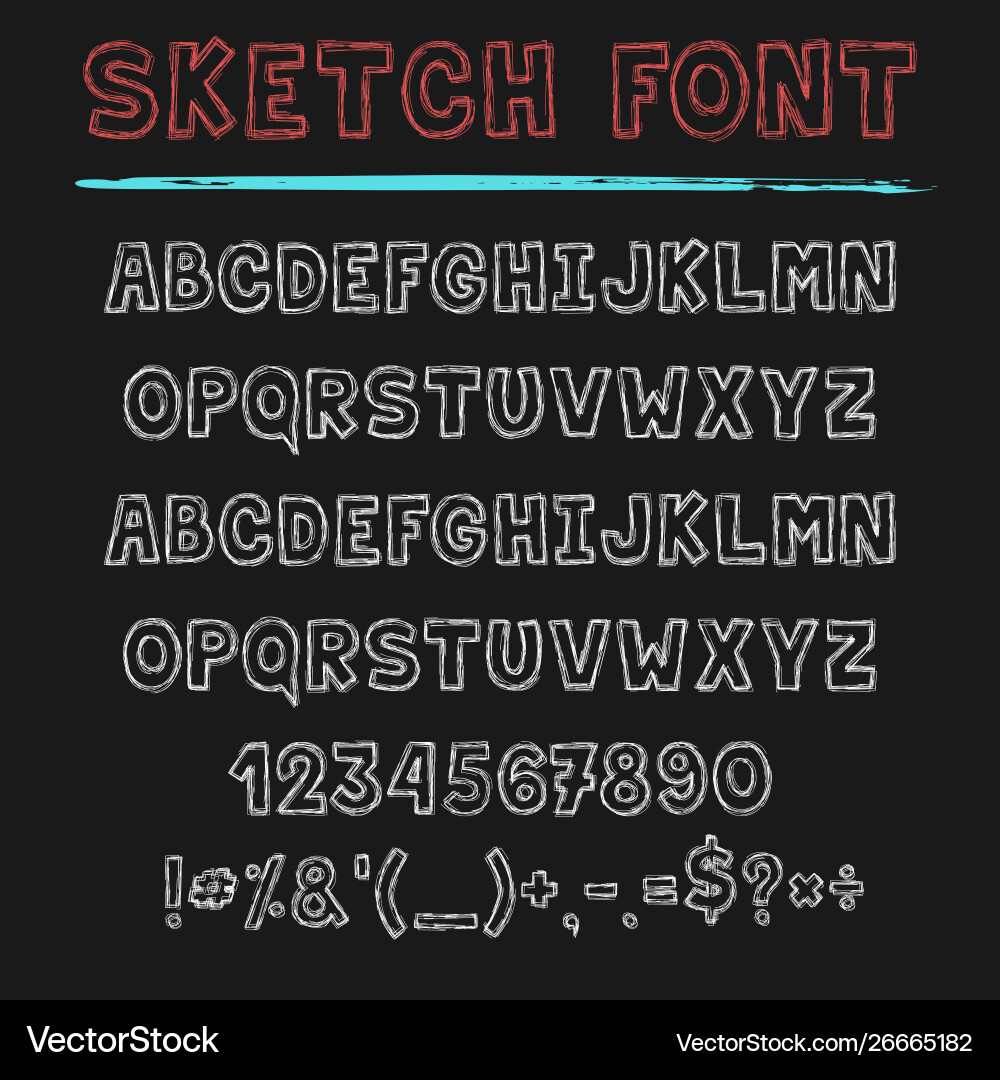 Sketch Schriftart dekorative latin alphabet type set Sketch Schriftart dekorative latin alphabet type set vektorbild