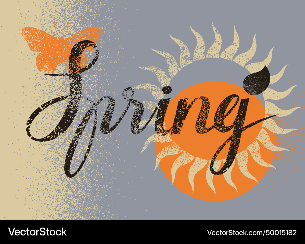 Spring calligraphic typographical grunge poster Spring calligraphic typographical grunge poster vector image