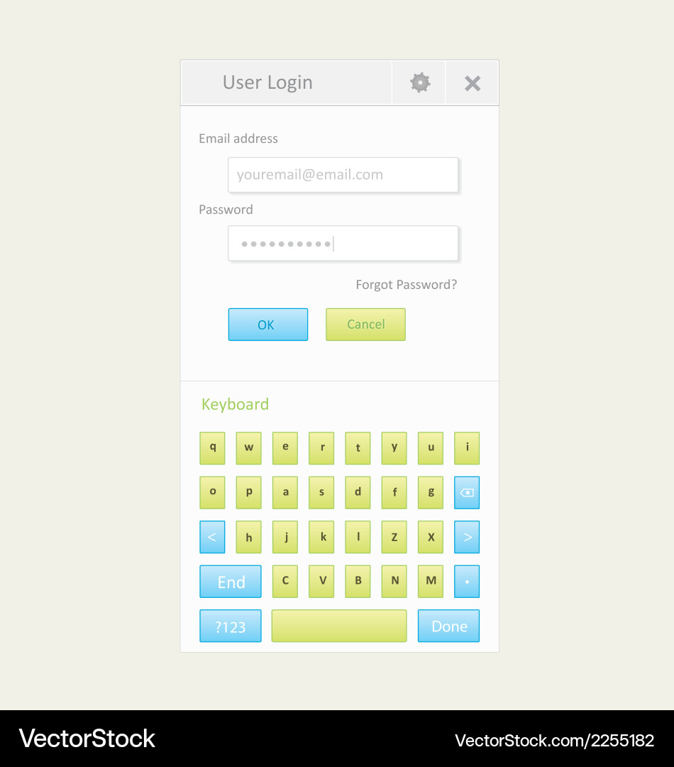 User login with keyboard Vector Image