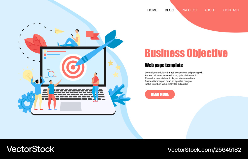 Webpage template business objective vector image