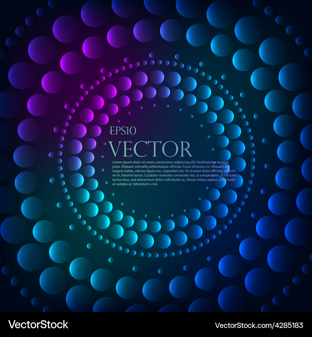 Abstract pattern of graduated turquoise shiny dots Vector Image