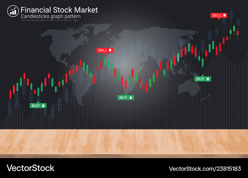 Candlestick Chart auf Blackboard Vektorbild