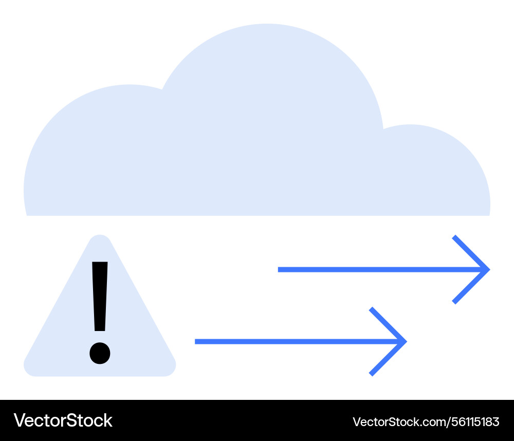 Cloud storage with data transfer arrows and alert Vector Image
