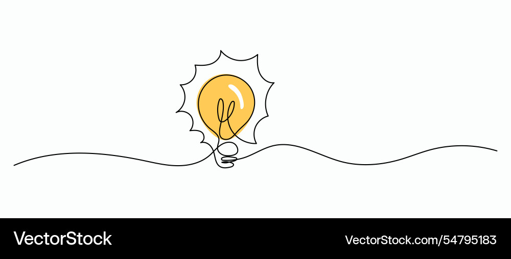 Concept of idea with lightbulb single line vector image
