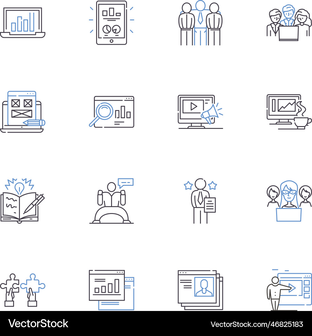 Efficiency and productivity line icons collection Vector Image