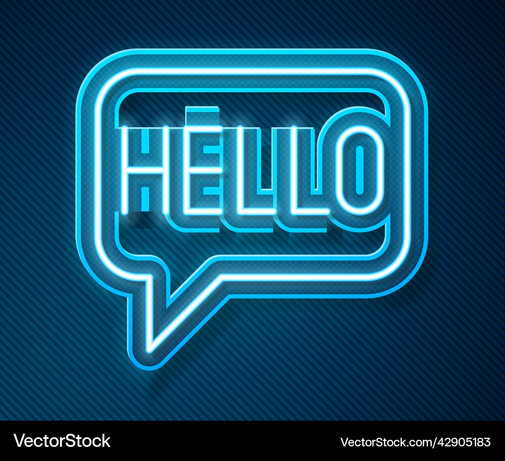 Glowing neon line hello in different languages vector image