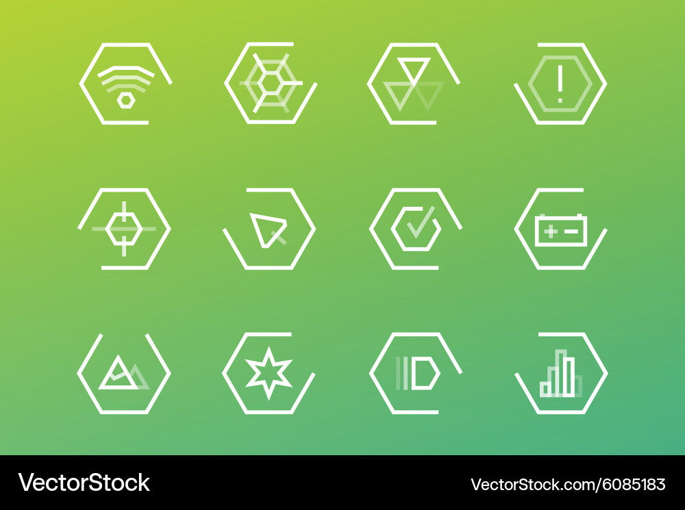 Outline ui technology icons set vector image