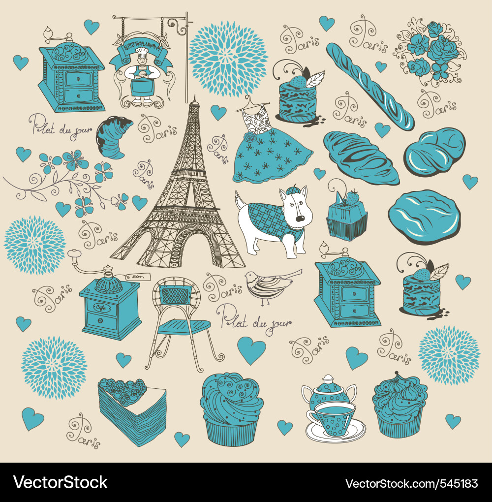 Parisian Elements Background Vector Image
