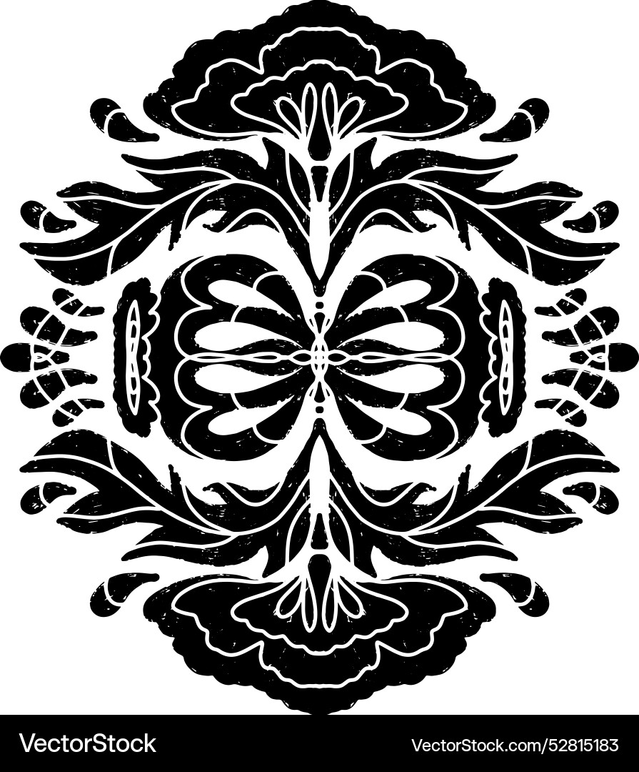 Pattern symmetrical in linocut style texture Pattern symmetrical in linocut style texture Vector Image