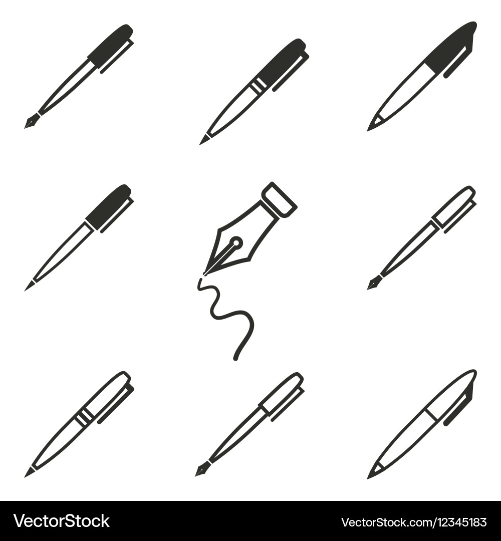 Pen icon set Royalty Free Vector Image - VectorStock
