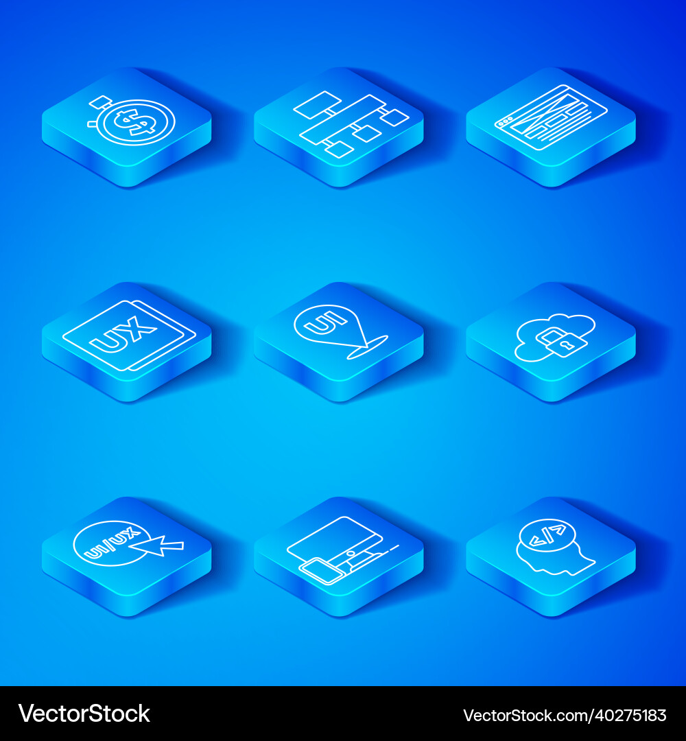 Set line ui or ux design monitor and mobile Vector Image