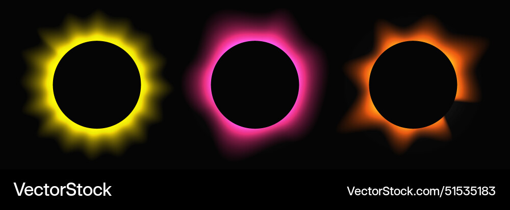 Set of circle illuminate light frames Set of circle illuminate light frames vector image