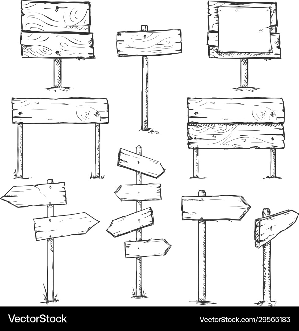 Set sketch signposts Set sketch signposts Vector Image