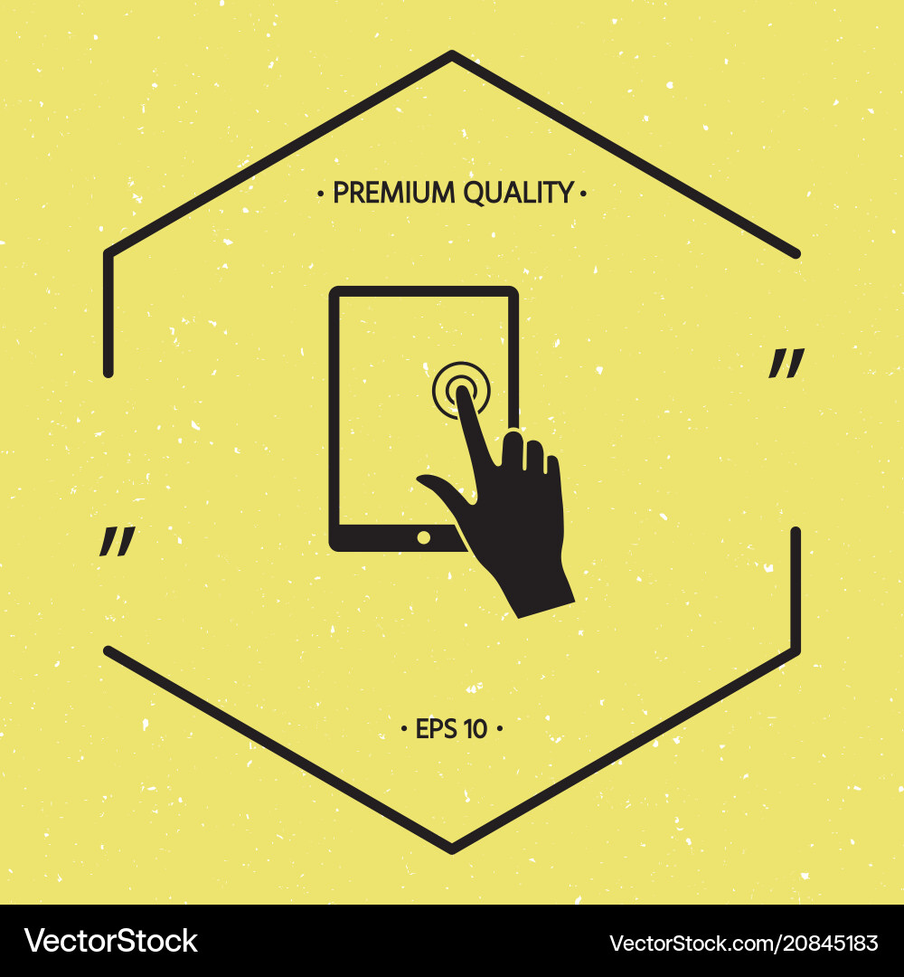 Touch screen tablet with click hand Vector Image