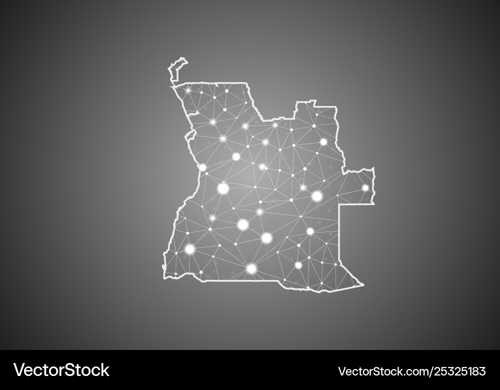 Wireframe mesh polygonal angola map abstract Wireframe mesh polygonal angola map abstract vector image
