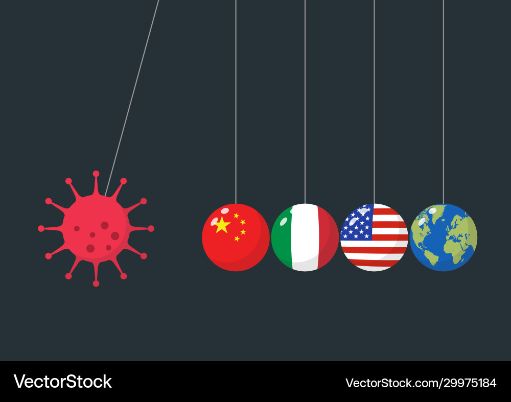 Coronavirus Balancing Balls - Newton's Cradle vector image