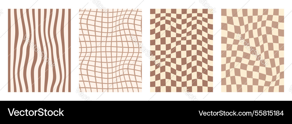 Groovy checkerboard pattern set psychedelic Vector Image