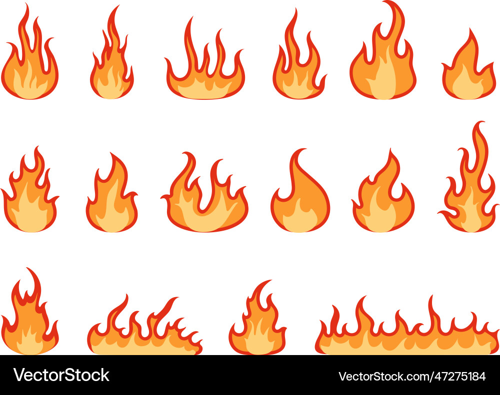 Isolated flat fire flame heat fires hot cartoon Isolated flat fire flame heat fires hot cartoon vector image