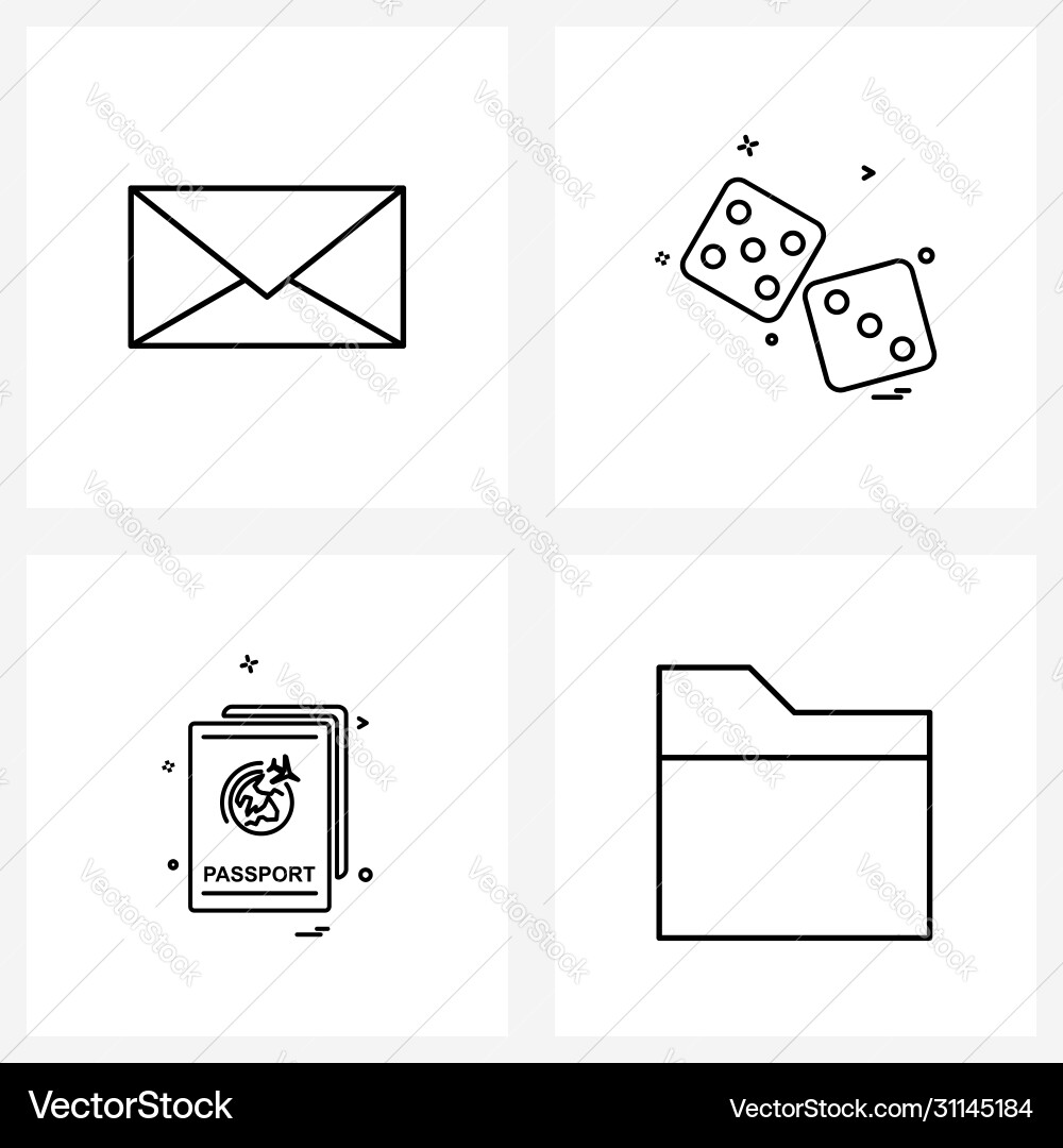 Isolated symbols set 4 simple line icons Vector Image
