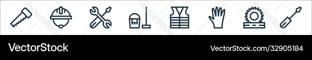 Labour day line icons linear set quality Vector Image