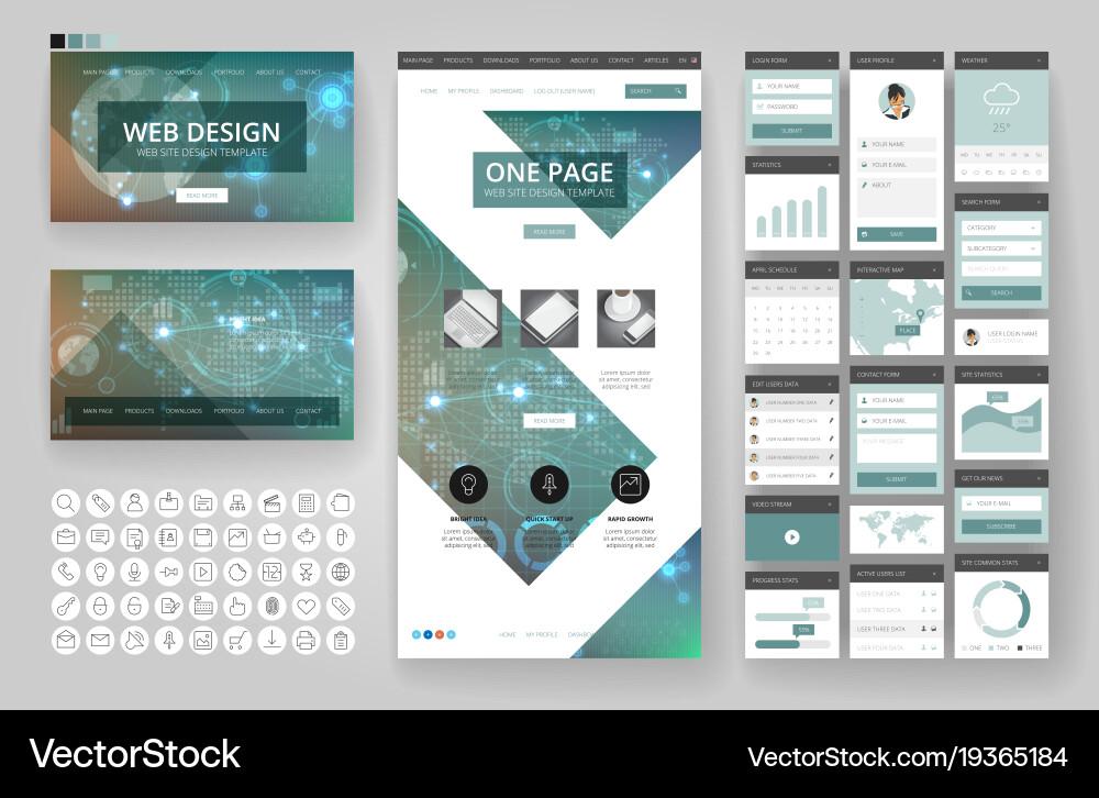 Modern Website Interface Elements vector image