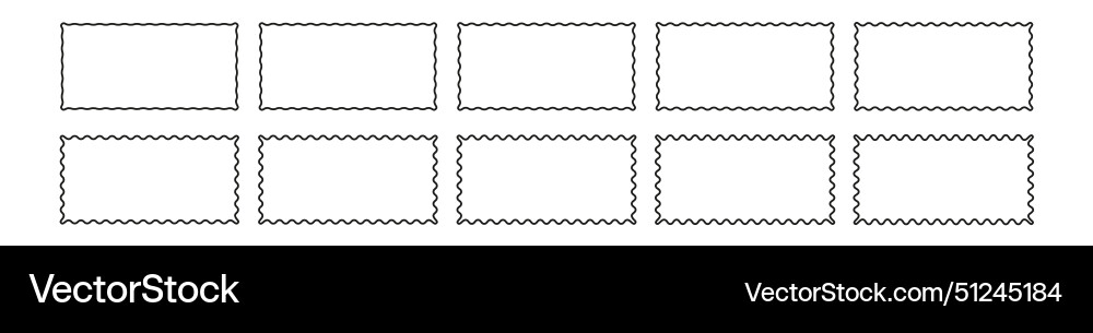 Rectangle and square wavy frames scalloped edges Rectangle and square wavy frames scalloped edges vector image