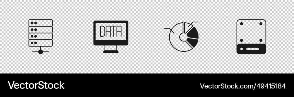 Set server data analysis pie chart infographic Vector Image