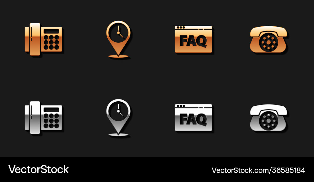 Set telephone location with clock browser faq Set telephone location with clock browser faq Vector Image