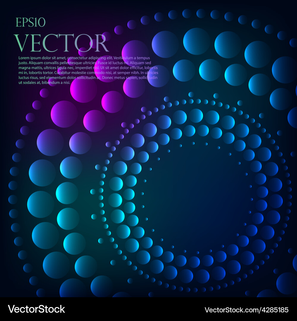 Abstract pattern of graduated turquoise shiny dots Vector Image