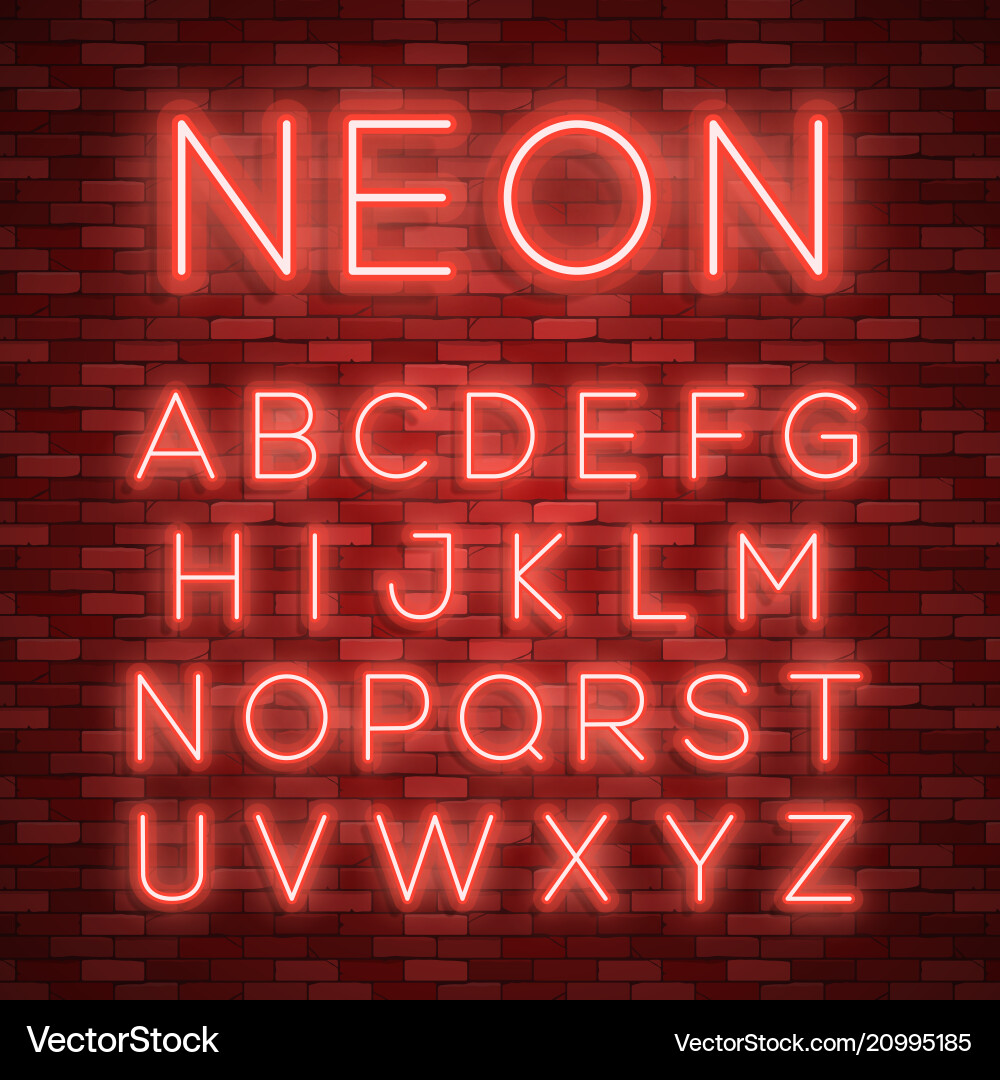 Bright Neon Alphabet Font Vector Image