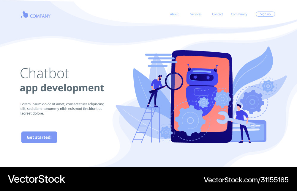 Chatbot app developmentconcept landing page Chatbot app developmentconcept landing page vector image