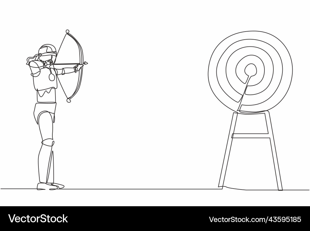 Continuous one line drawing blindfold robot Vector Image