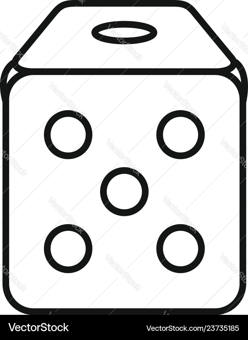 Dice cube icon outline style vector image