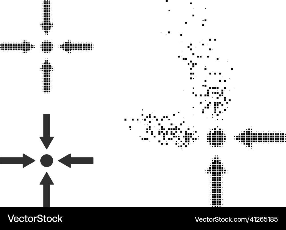 Disintegrating pixel and original meeting point Vector Image