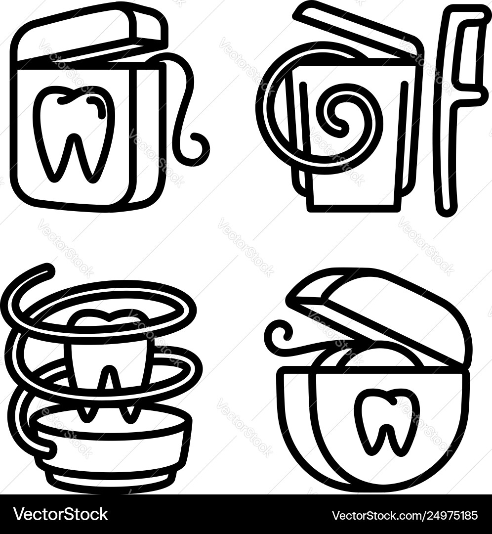 Floss icons set outline style Floss icons set outline style vector image